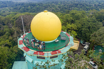 Drone image Canopy Tower with guests